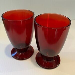 Pair of Vintage Anchor Hocking Royal Ruby Red Glasses